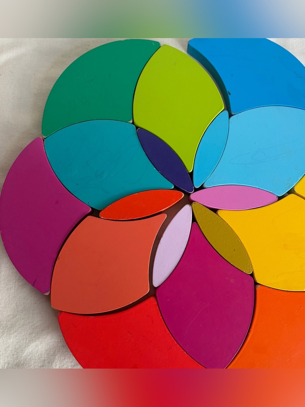 Classic Wood Brand Rainbow Color Wheel Montessori Puzzle Toy - Picture 8 of 12
